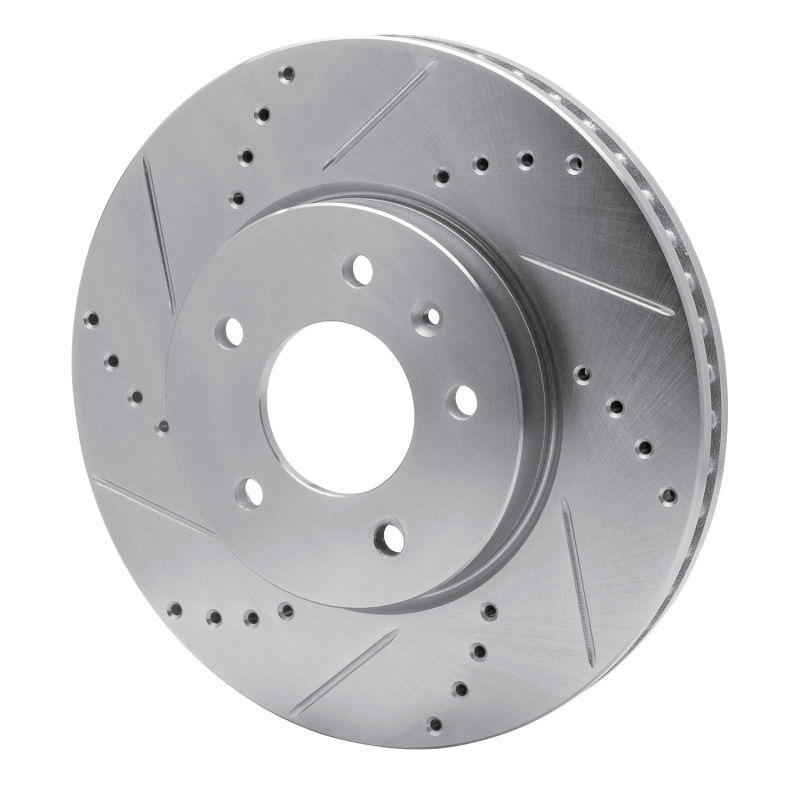 Chevrolet Captiva Brake Rotor (1) - Front Left - R1 Concepts - Drilled & Slotted - Silver - `07-`15